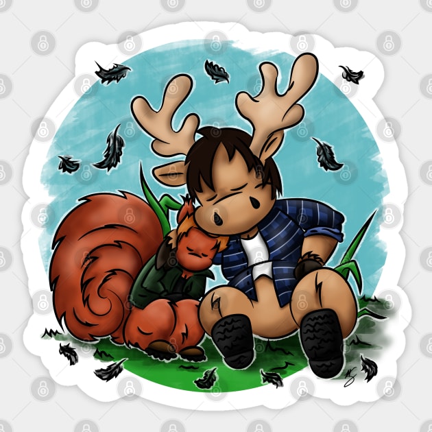 Moose and Squirrel Sticker by TheIllustratedAuthor